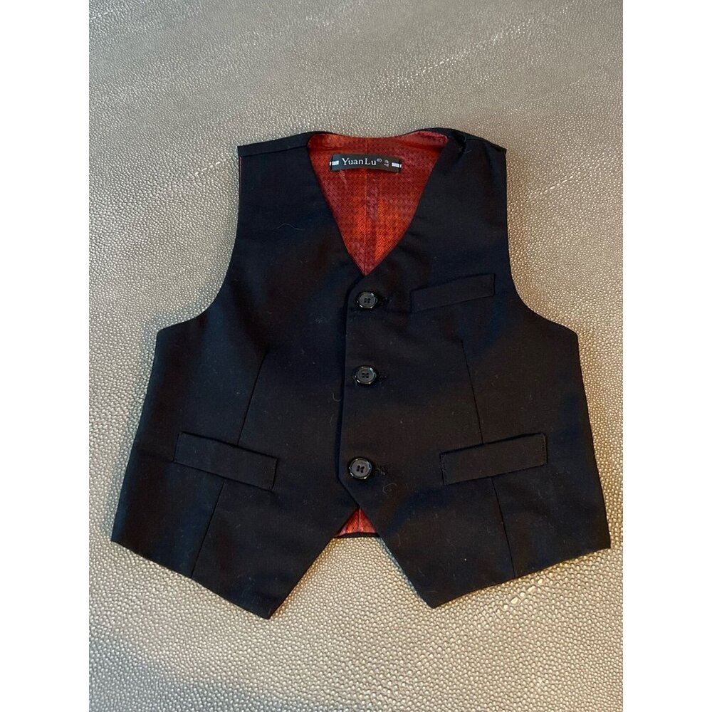 Black Toddler Vest For Suit 4T EUC